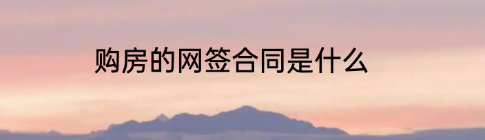 购房的网签合同是什么