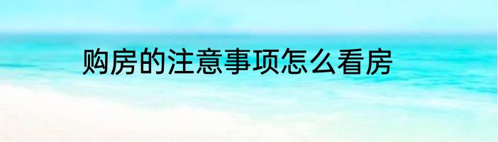 购房的注意事项怎么看房