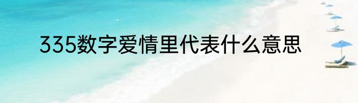 335数字爱情里代表什么意思