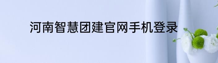 河南智慧团建官网手机登录