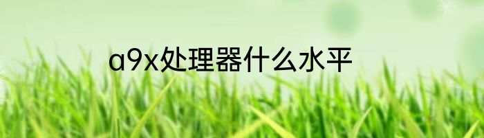 a9x处理器什么水平
