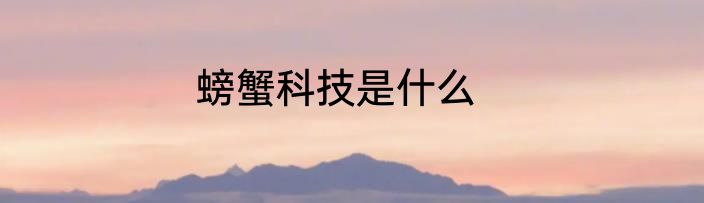 螃蟹科技是什么