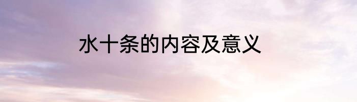 水十条的内容及意义