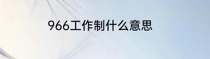 966工作制什么意思