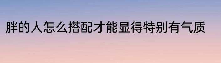 胖的人怎么搭配才能显得特别有气质