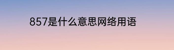 857是什么意思网络用语