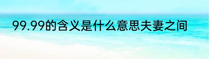 99.99的含义是什么意思夫妻之间