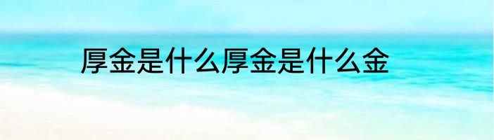 厚金是什么厚金是什么金