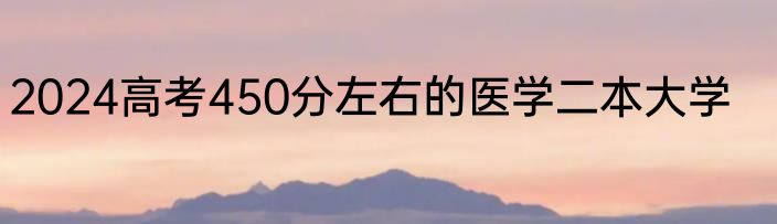 2024高考450分左右的医学二本大学