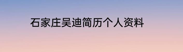石家庄吴迪简历个人资料