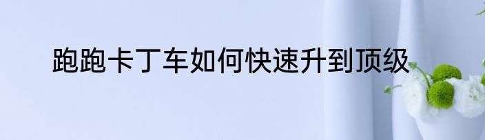 跑跑卡丁车如何快速升到顶级