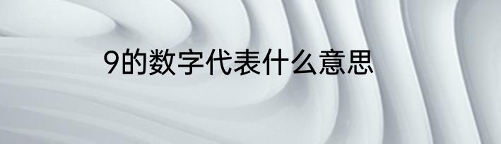 9的数字代表什么意思