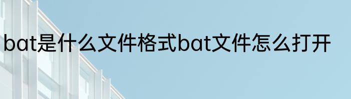 bat是什么文件格式bat文件怎么打开