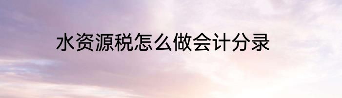 水资源税怎么做会计分录