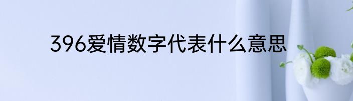 396爱情数字代表什么意思
