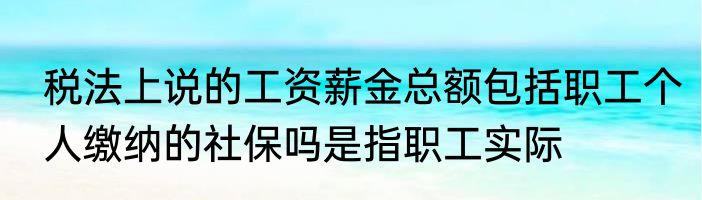 税法上说的工资薪金总额包括职工个人缴纳的社保吗是指职工实际