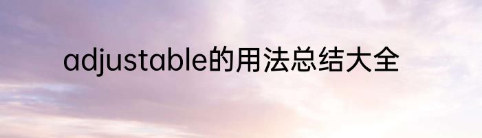 adjustable的用法总结大全