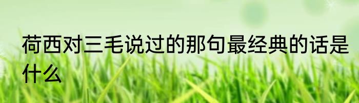 荷西对三毛说过的那句最经典的话是什么