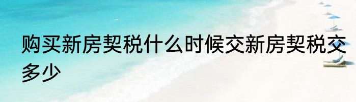 购买新房契税什么时候交新房契税交多少