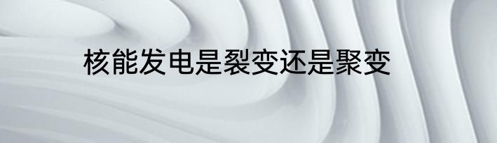 核能发电是裂变还是聚变
