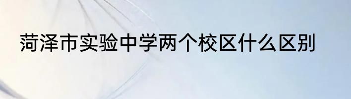 菏泽市实验中学两个校区什么区别