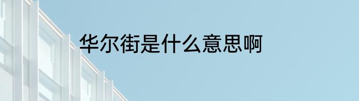 华尔街是什么意思啊