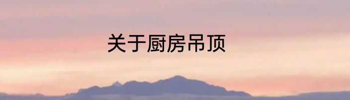 关于厨房吊顶