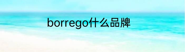 borrego什么品牌