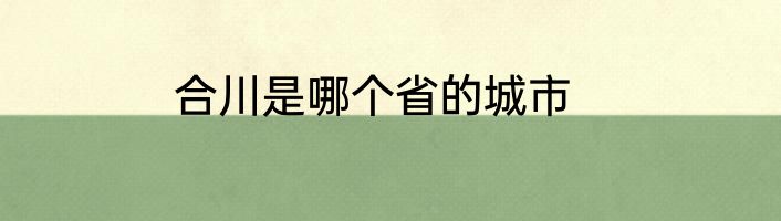 合川是哪个省的城市