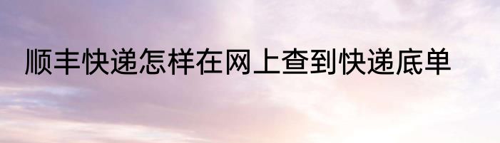 顺丰快递怎样在网上查到快递底单