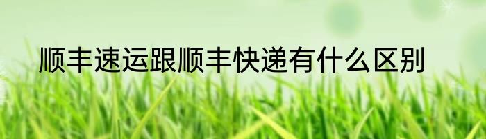 顺丰速运跟顺丰快递有什么区别