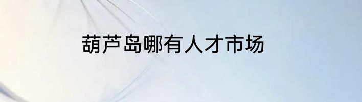 葫芦岛哪有人才市场