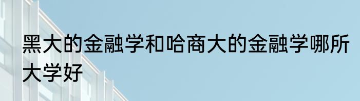 黑大的金融学和哈商大的金融学哪所大学好