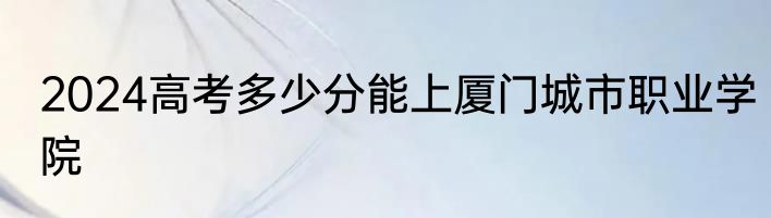 2024高考多少分能上厦门城市职业学院