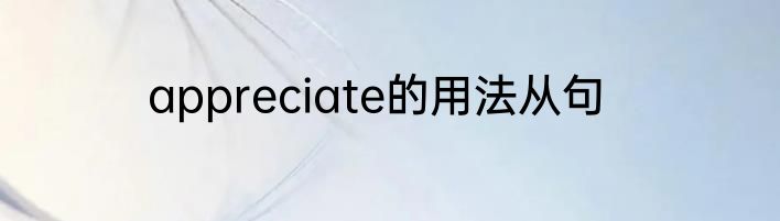 appreciate的用法从句