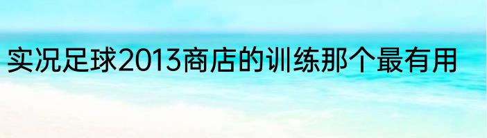 实况足球2013商店的训练那个最有用