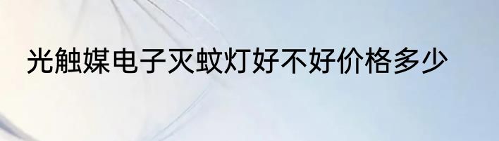 光触媒电子灭蚊灯好不好价格多少