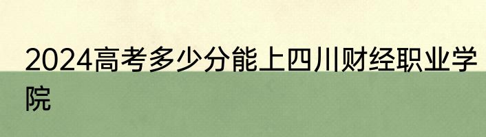 2024高考多少分能上四川财经职业学院