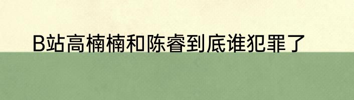 B站高楠楠和陈睿到底谁犯罪了