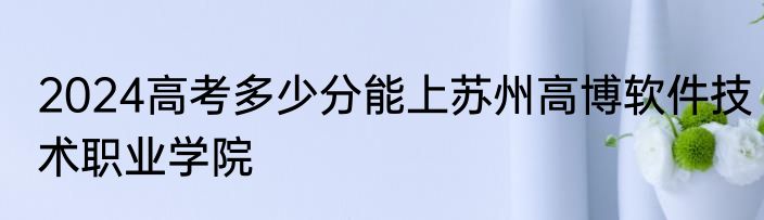 2024高考多少分能上苏州高博软件技术职业学院