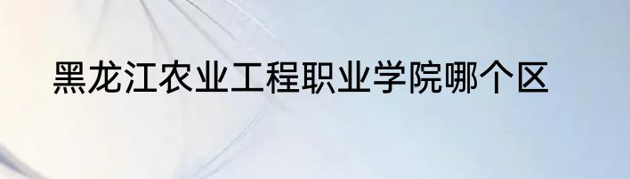 黑龙江农业工程职业学院哪个区