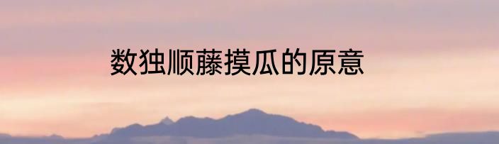 数独顺藤摸瓜的原意