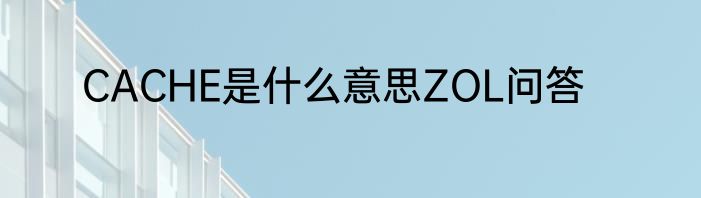 CACHE是什么意思ZOL问答