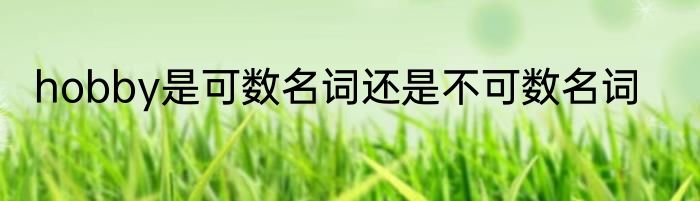hobby是可数名词还是不可数名词
