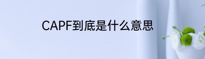 CAPF到底是什么意思