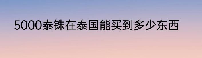 5000泰铢在泰国能买到多少东西