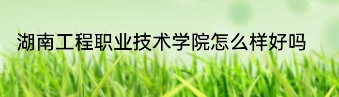 湖南工程职业技术学院怎么样好吗