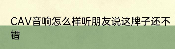 CAV音响怎么样听朋友说这牌子还不错