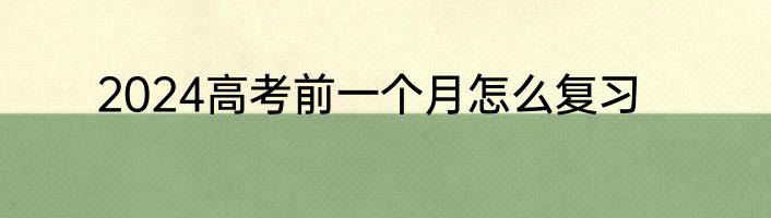 2024高考前一个月怎么复习