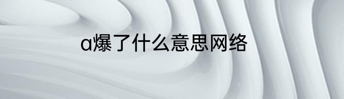 a爆了什么意思网络
